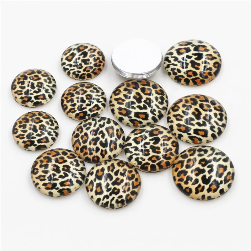 8mm 10mm 12mm 14mm 16mm 18mm 20mm 25mm Leopard Handmade Glass Cabochons Fit 8-25mm Cameo Cabochon Base For Bracelet Ear Studs