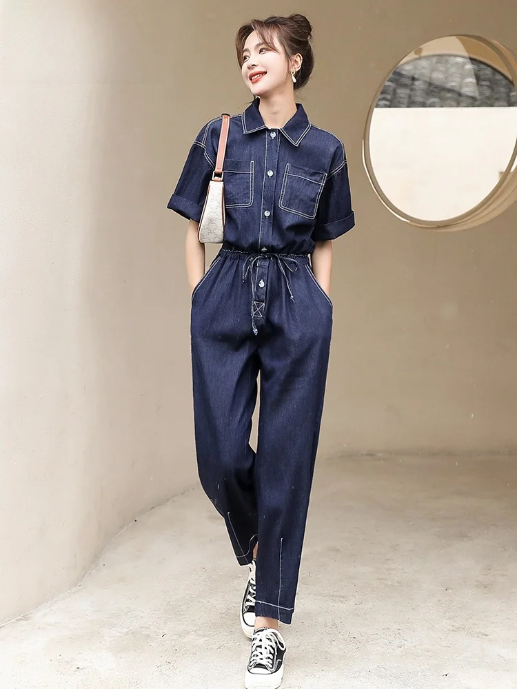 Combinaison en jean slim pour femme, nouvelle arrivée été, taille haute, amincissante, élégante, fine, pantalon une pièce