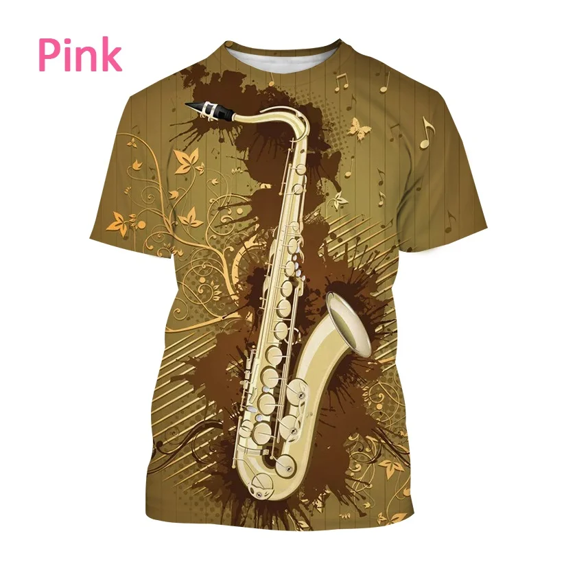 New Jazz Musical Instrument Saxophone T Shirt Men\'s Casual Music Art Short-sleeved T Shirt Harajuku Style Printed Streetwear Top