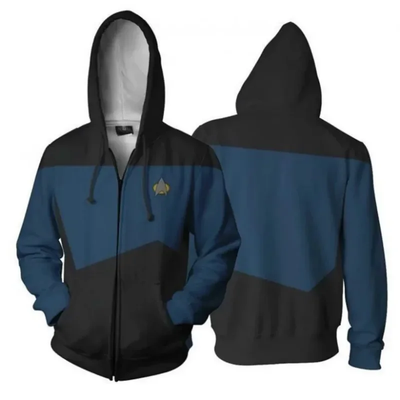 Disfraz de Star Trek TNG The Next Generation para hombre y mujer, sudaderas con capucha, chaqueta roja, amarilla y azul, abrigo, Top ST, accesorios de uniforme