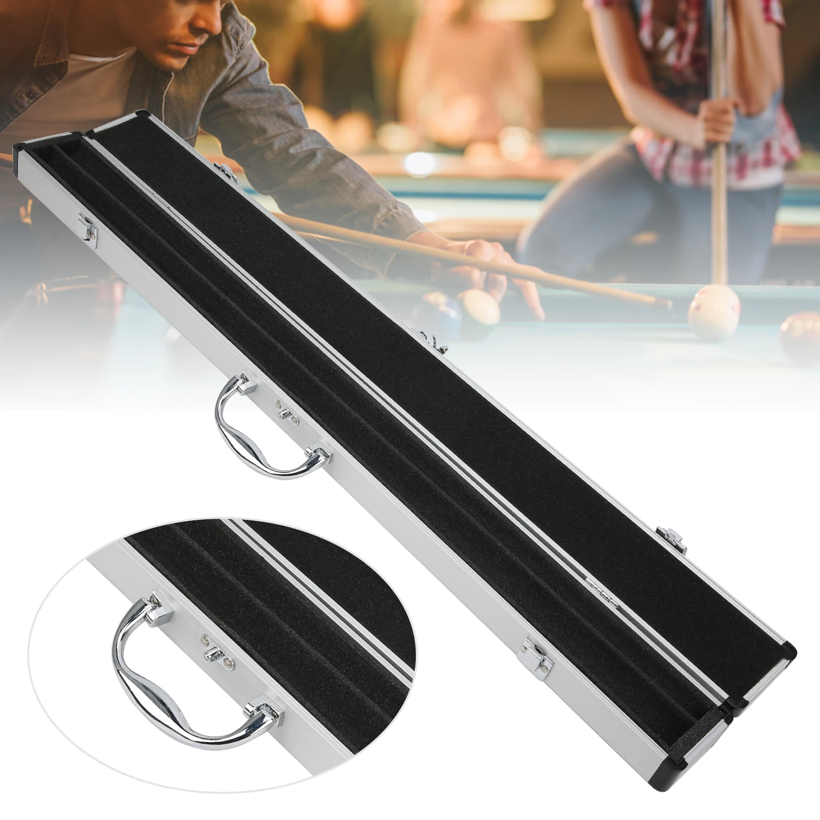 

Billiard Cue Case 1/2 Snooker Pool Cue Case Soft Foam Lining Carrying Storage Holder Billiard Accessory Pool Cue Case