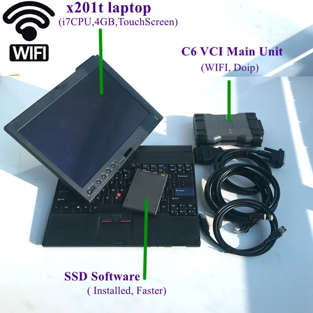 MB Star C6 Diagnosis Tool DOIP CAN with software SSD VCI C6 WIFI Multiplexer vci SD Connect Plus Laptop X201t i7 4G