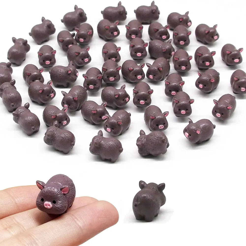 5/10 Pcs Mini Resin Animals Miniature Tiny Pigs Piggy Figures for Fairy Garden Moss Landscape Craft Decor