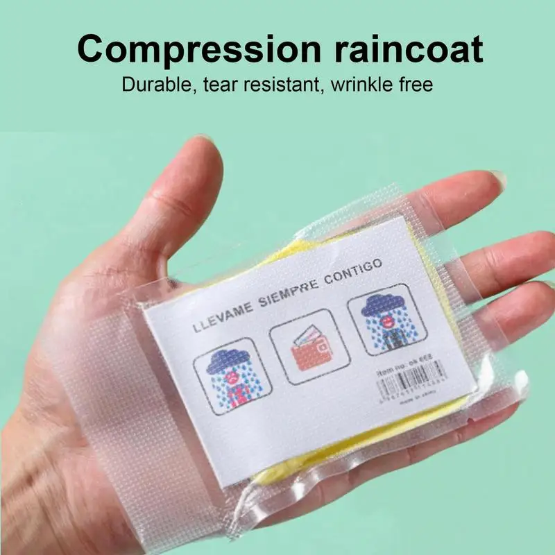 Disposable Raincoat Card Adult Portable Amusement Park Tour Vacuum Compression Packaging Mini Convenient Fast Whole Body Cover