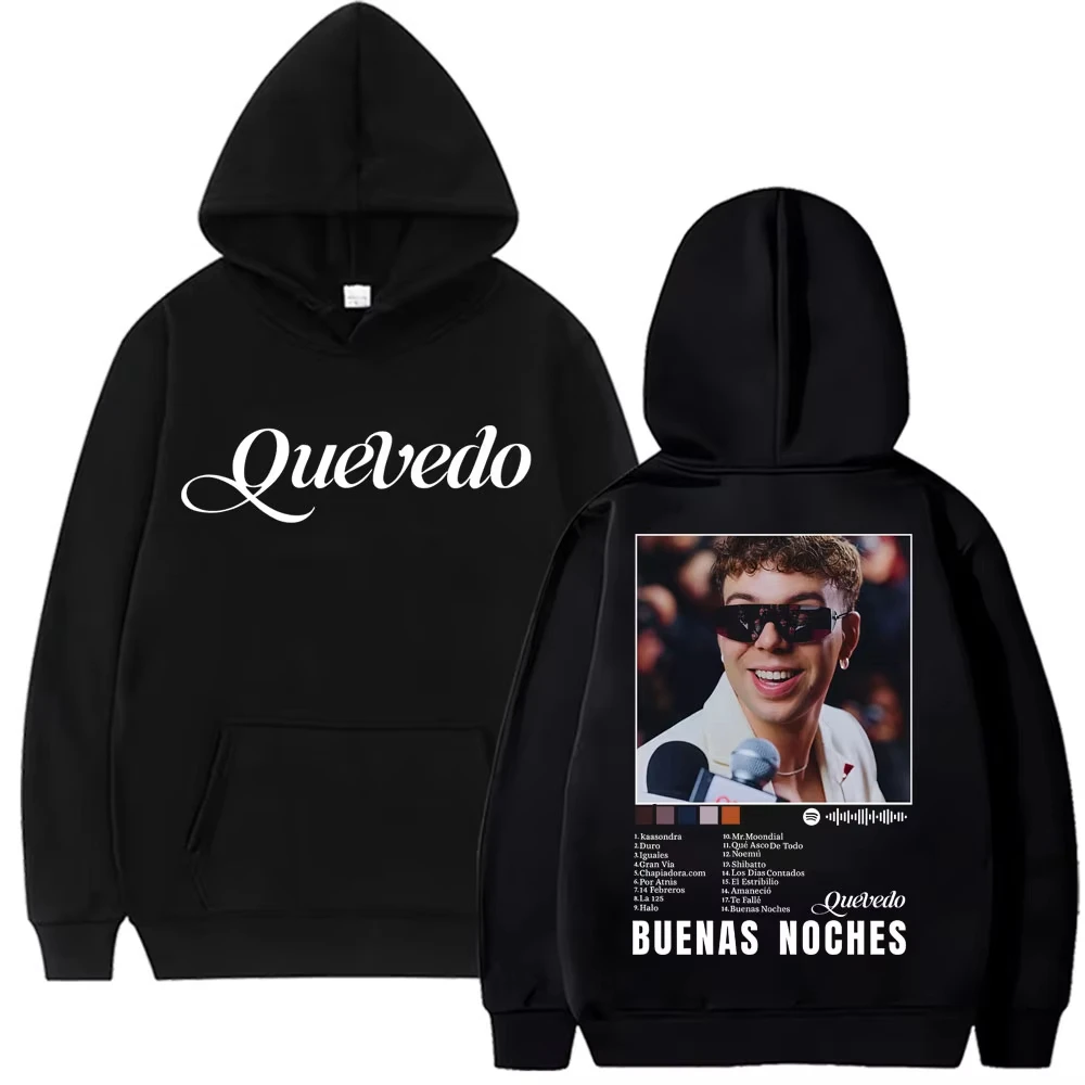 

Rapper Quevedo Buenas Noches Album Hoodies Men's Fashion Hip Hop Sweatshirts Fleece Casual Oversized Pullovers Streetwear Gifts