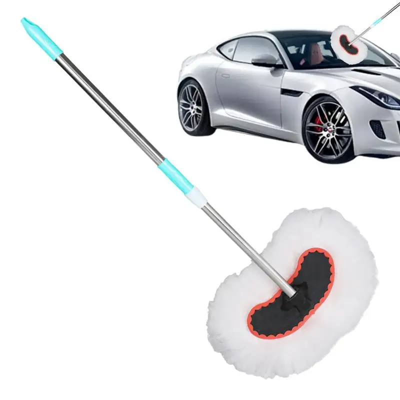 Car Mop Scratch-Free Car Cleaning Brush With Telescopic Stainless Steel Pole Car Windshield Cleaner Car Care Washer Mop