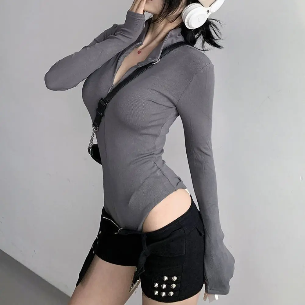 Unterwäsche Slim Fit Shapewear Stehkragen Langarm Nahtlose Bodys Bottoming Shirt Reißverschluss Schlankere Body Shaper Sommer