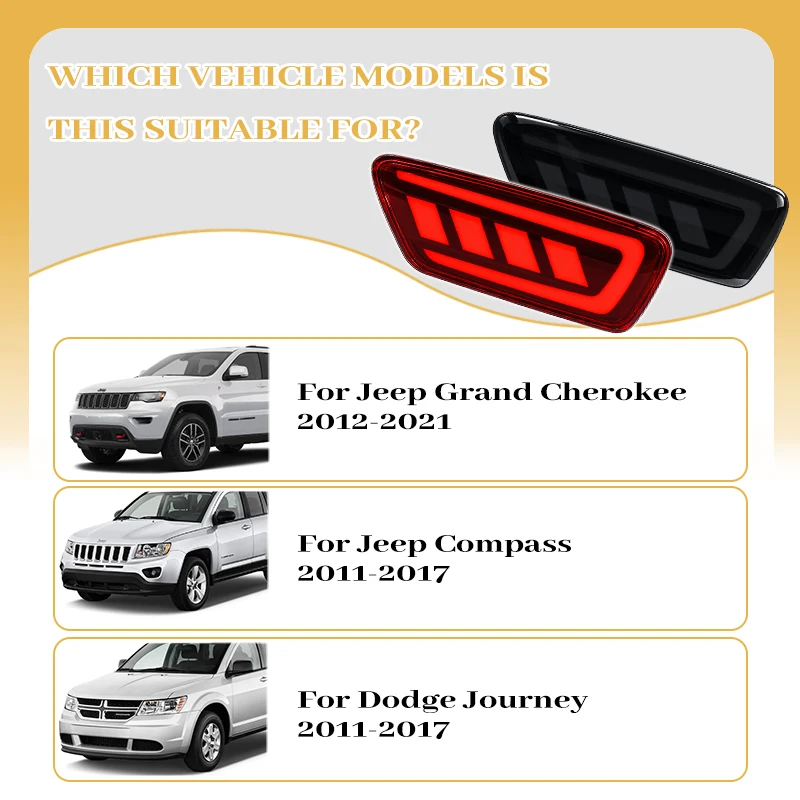 Rear Bumper Reflectors light For Jeep Grand Cherokee Compass For Dodge Journey Tail Light Car Brake Flowing Turn Signal Lamp