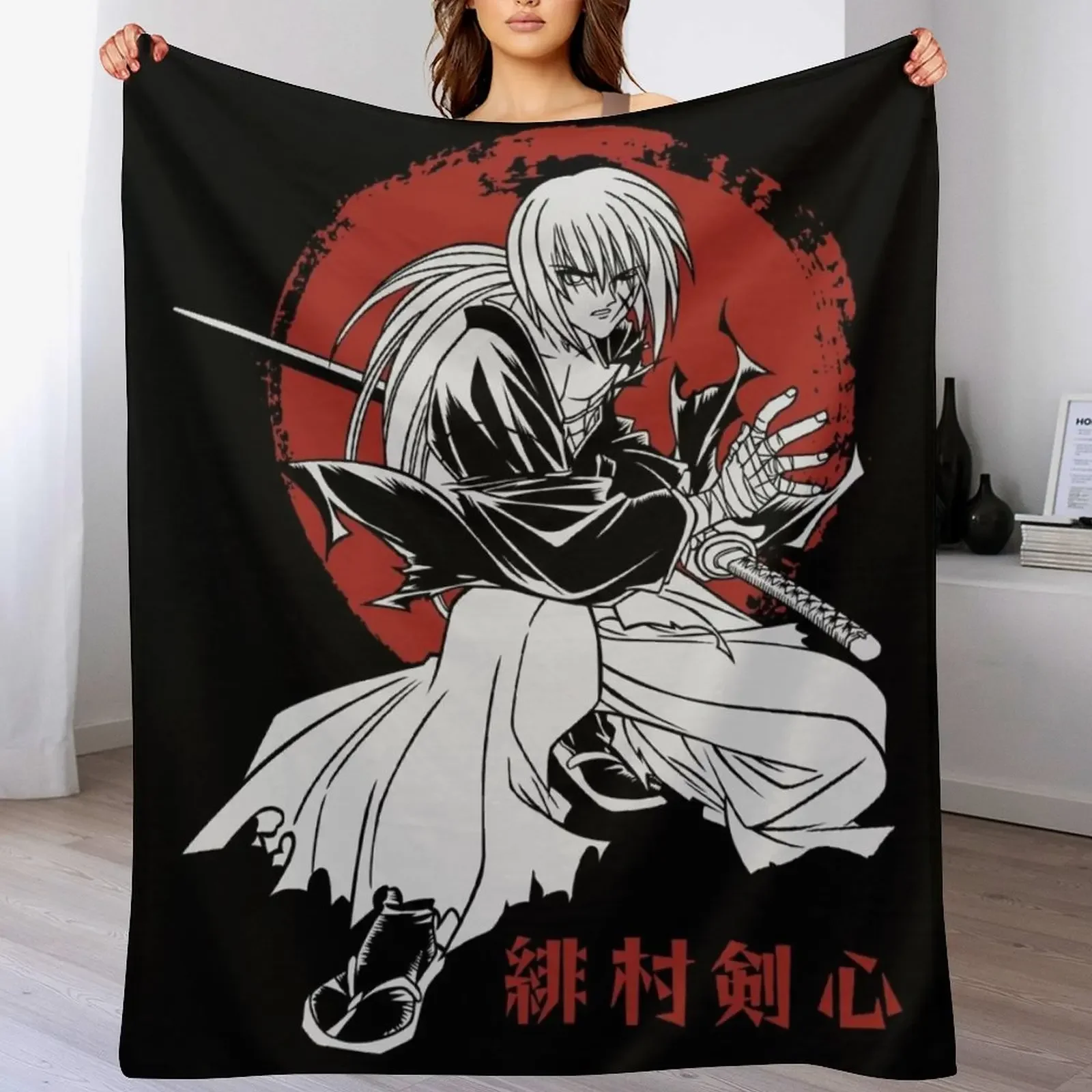 Kenshin Himura Throw Blanket Cute Plush warm for winter Blankets