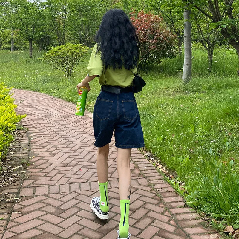 

Womens Denim Shorts High Waist Loose Jean Shorts Wide Leg Straight Bermuda Shorts Summer Lightweight Midlength Trendy Bottoms