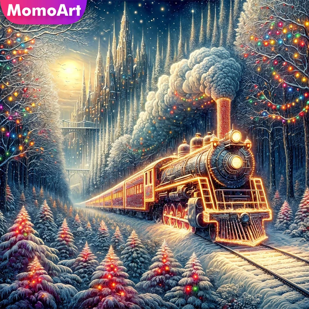 Momoart Diamant Stickerei Zug Bild Strass DIY Malerei Winter Landschaft Neue Ankunft Diamant Mosaik Handgemachte Hobby