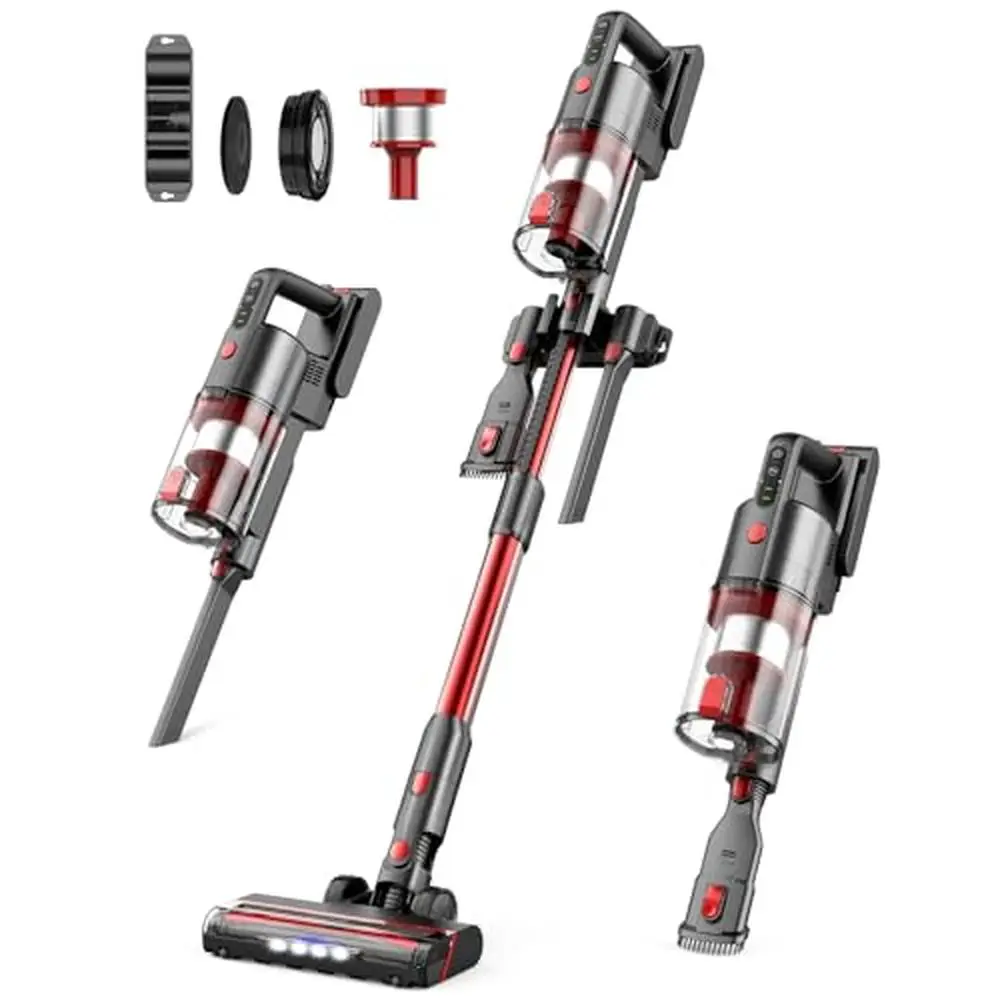 Wireless Stick Vacuum Cleaner Powerful 85,000PRM 35Mins Cordless Vacuums 7in1 Multi Function Cyclone Filtration System LED Floor