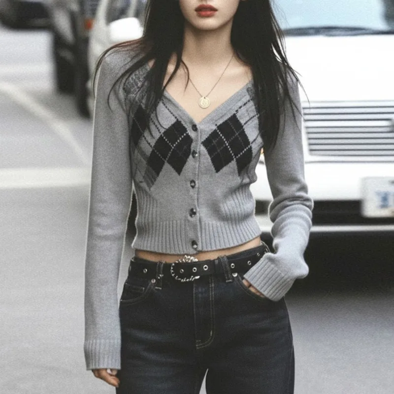 

Тонкий свитер с v-образным вырезом в студенческом стиле, осень-зима, повседневный серый модный облегающий свитер с завязкой на талии для женской одежды