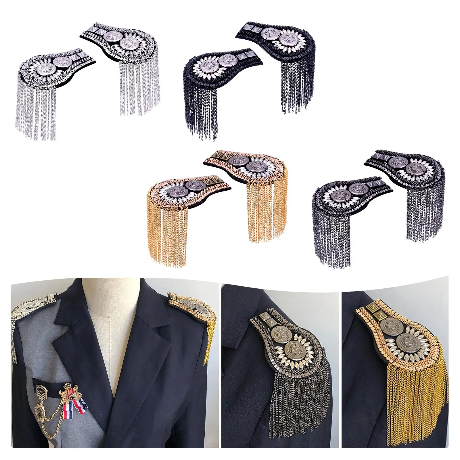 Epaulets Tassel Chain Shoulder Epaulette for Suit Clothing Accessories Women Men