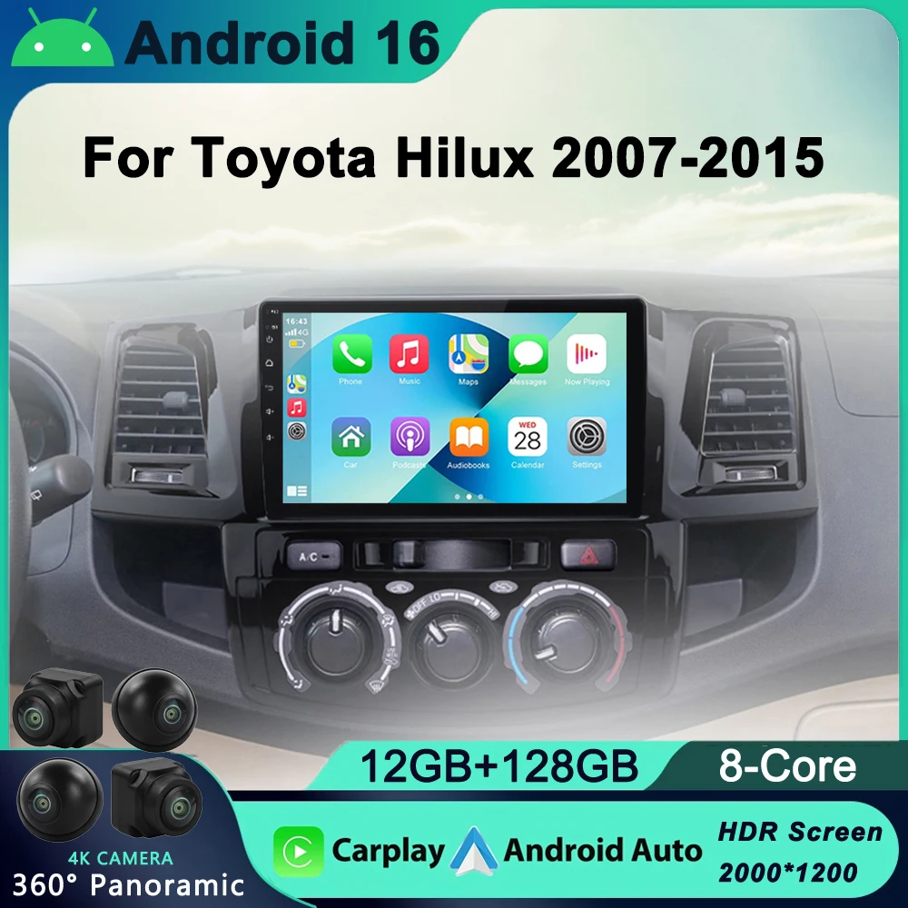 

2Din Android 16 Car Radio For Toyota Fortuner Hilux MT 2007 2008 2012 2014 2015 Multimedia Video Player GPS Navigation DSP