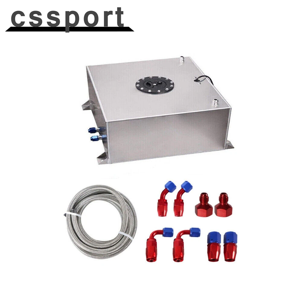 

15 Gallon Polished Street Fuel Cell Gas Tank+Cap+Level Sender+Fuel Hose Line Kit