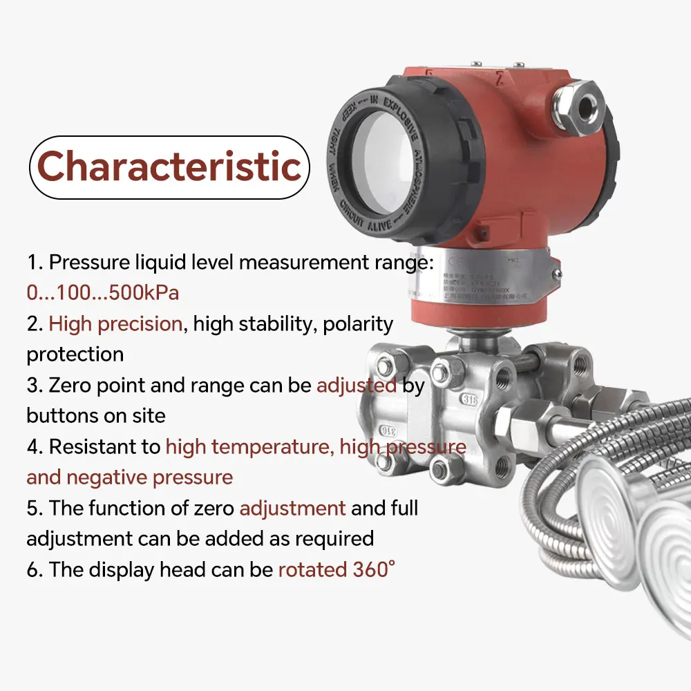 ATEX 3051 Water Liquid Differential Pressure Sensors Remote Level Transmitter For Sale