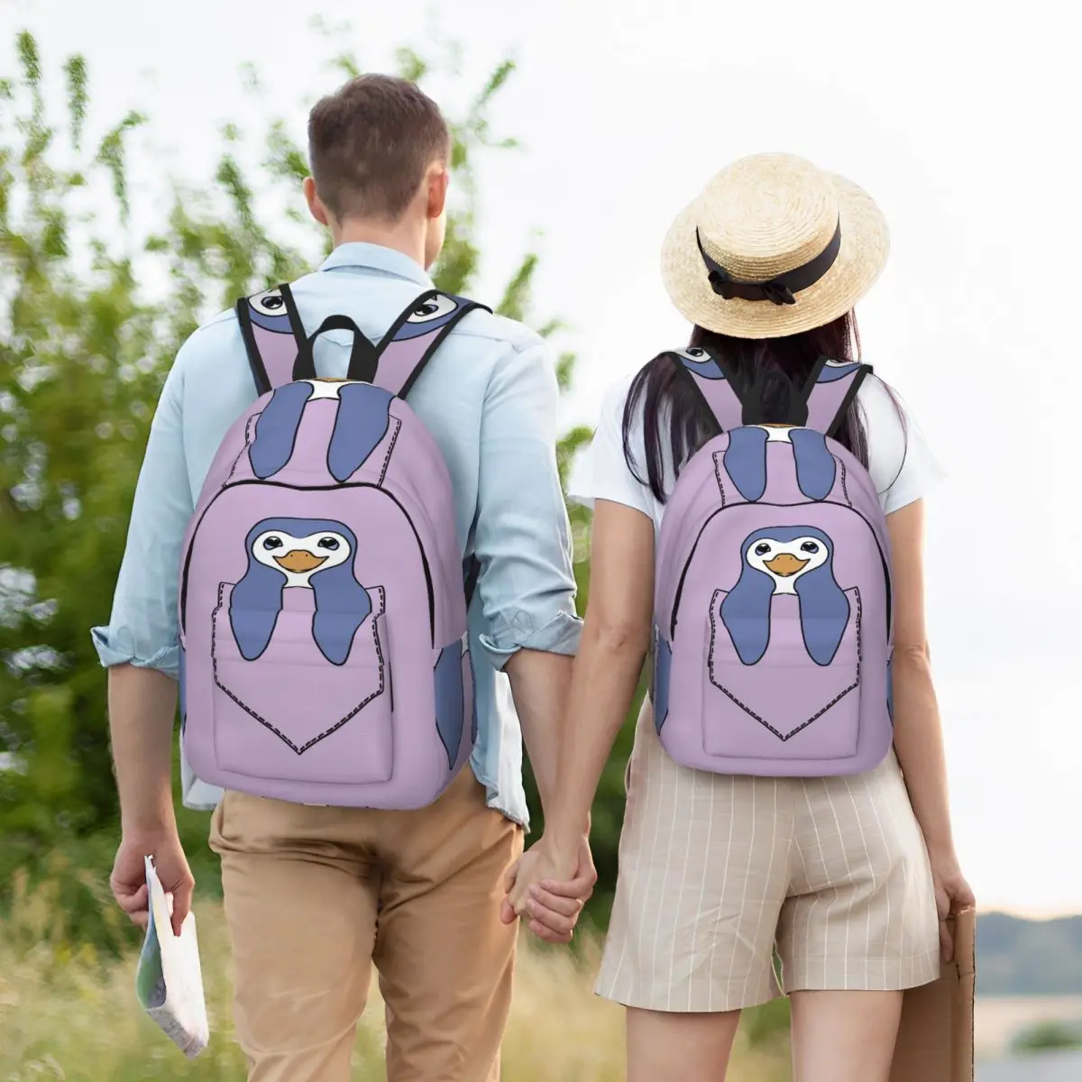 

Little Penguin In The Pocket Backpack Student BookBag Kids School Bag Laptop Shoulder Bags for Men Women