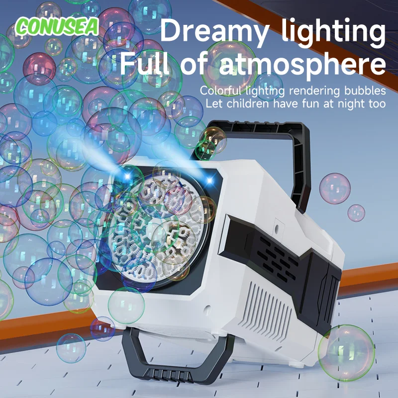 Spaceman Bubble Gun Electric Bubbles Machine Guns Fully Automatic 12 Holes Space Soap Bubble Summer Outdoor Weeding Toys for Kid