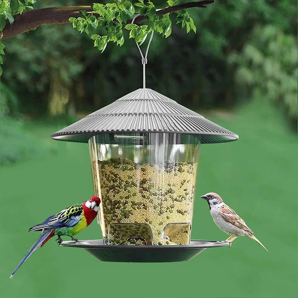 

Garden Gazebo Hanging Wild Bird Feeder Outdoor Container With Hang Rope Pet Bird Feeding House Type Bird Feeder New Dropshipping