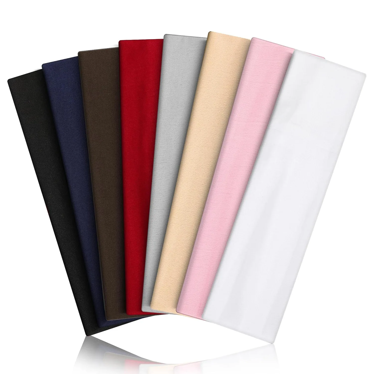 8pcs Elastic Sports Headbands Sweat-Absorbing Breathable Hairband Solid Color Polyester Headband for Fitness Yoga Dance Running