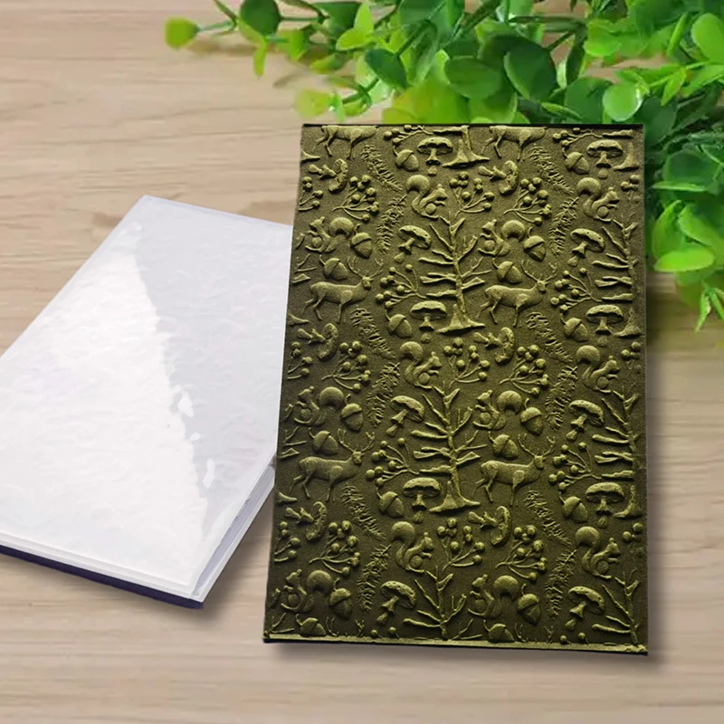 

1 3D embossed forest design embossed folder with white plastic texture pattern background, suitable for DIY scrapbooks, card mak