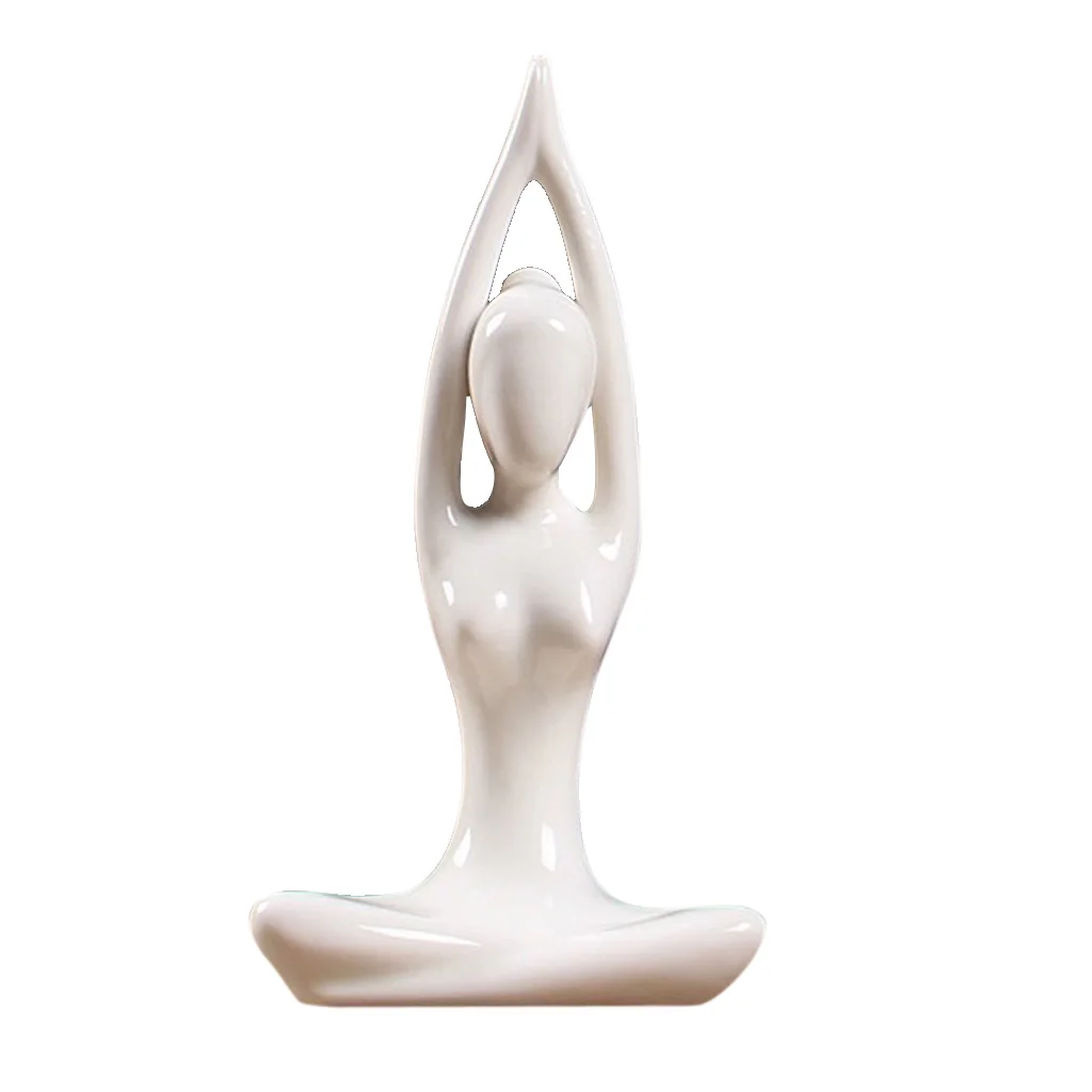 Yoga Pose Ceramic Figure Statue Handicraft Arts Modern Artwork Sculpture for Desktop Decoration Ornament