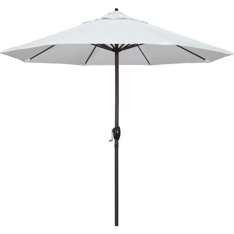 9' Round Aluminum Market Umbrella, Crank Lift, Auto Tilt, Bronze Pole