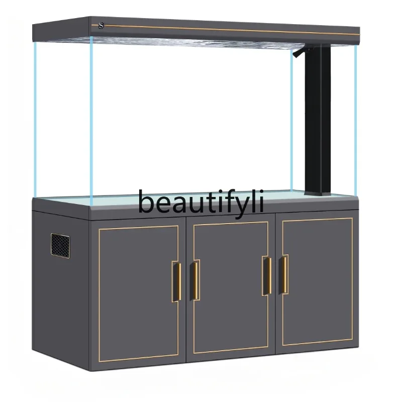 Fish tank living room large aquarium partition light luxury ultra-white screen floor 2024 new entrance H