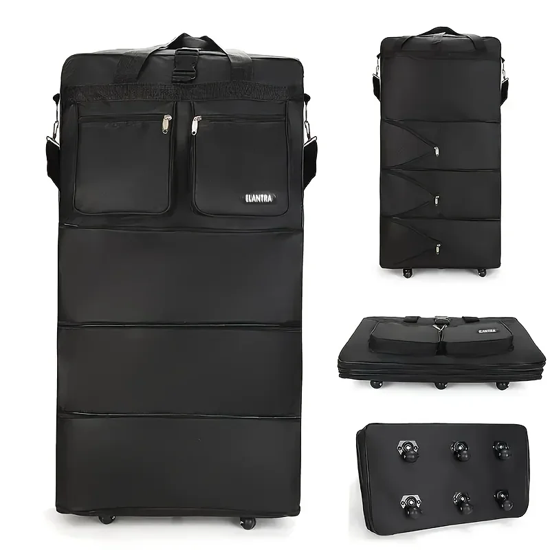 Suitcase Travel Bag with 3 Expandable Layers and Large Capacity on Wheels|Portable for Study Abroad|Foldable Practical Luggage