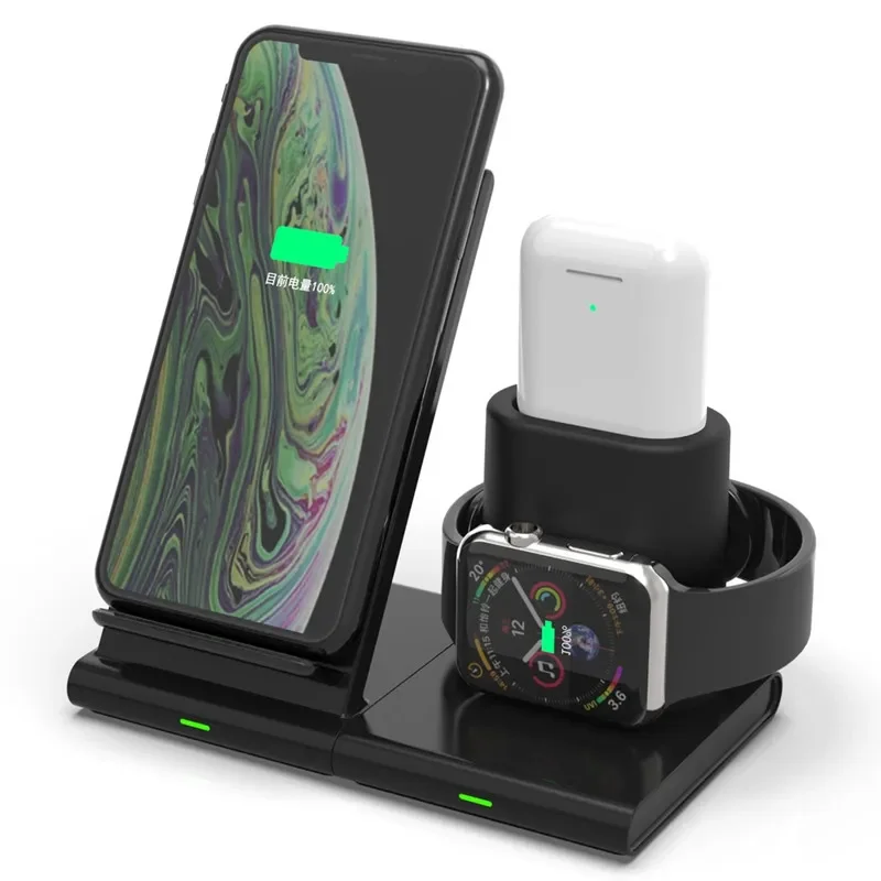 3 and 1 Function Wireless Charging Mobile Phone Headset Smart Watch Bracelet Multifunction Magnetic Charger Stand Universal Q1