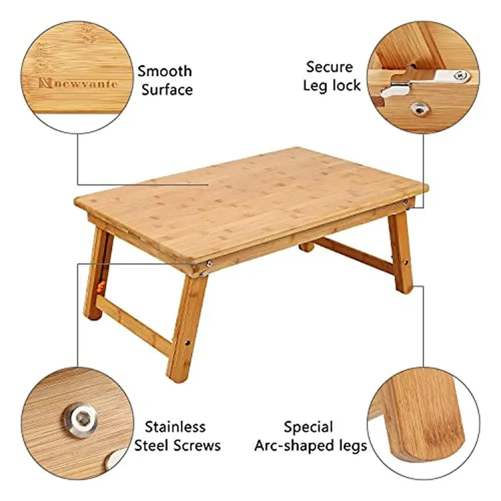 Foldable Bamboo Floor Table Adjustable Height Portable and Sturdy Design