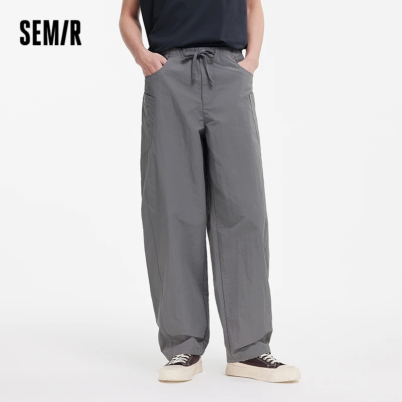 Semir Cooling Curved Hem Wide Leg Pants Men 2025 Summer New Office Casual Loose Draped Straight Fit Trousers