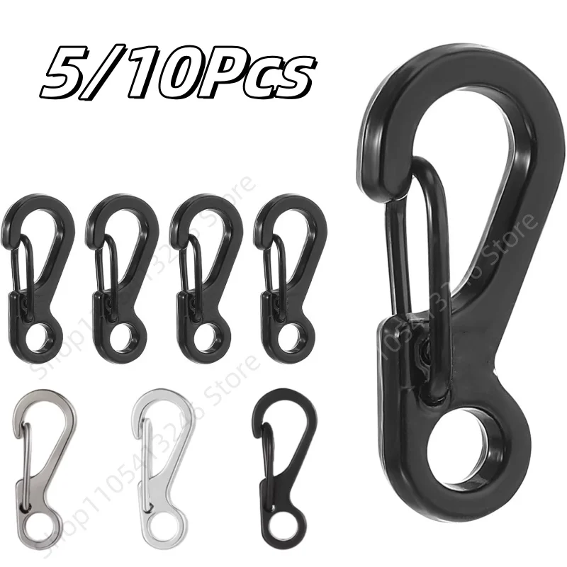 5/10Pcs Mini Spring Backpack Clasps Portable Keychain Camping Bottle Hooks Paracord Tactical Survival Gear Keychains Tool Clips