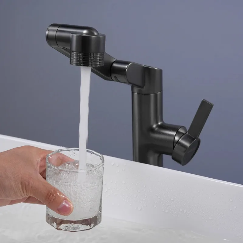 Modern Bathroom Sink Tap Adjustable Brass Wash Basin Faucet 360 Rotation 3 Functions Hot Cold Water Mixer Single Handle Ceramic