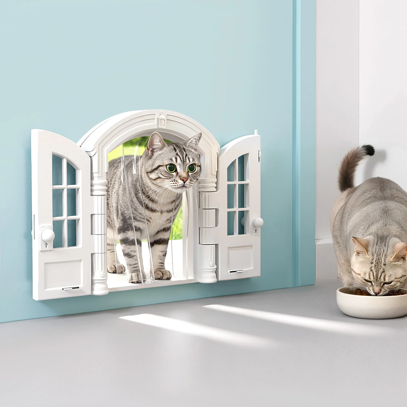 Grille pour chat pour porte intérieure, 180 °   Ouverture et fermeture, bords sans bavures, adapté à la plupart des chats et des petits chiens, facile à installer