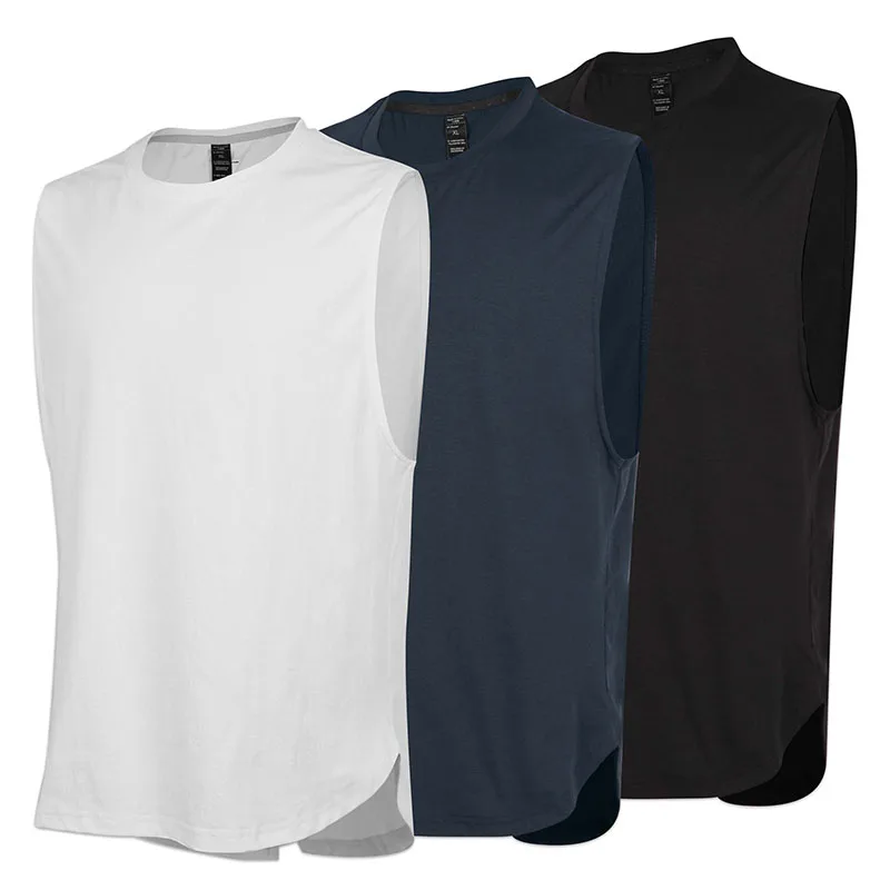 New Men Bodybuilding Loose Tank Tops Gym Fitness quick-drying Sleeveless Shirt Running Male Spandex Ice sSlk Elastic Sports Vest