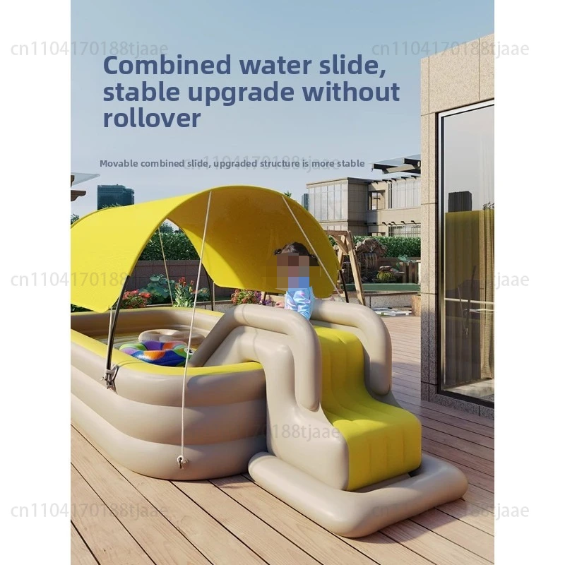 Children's swimming pool, home users take out the awning, slide, slide, foldable large inflatable pool