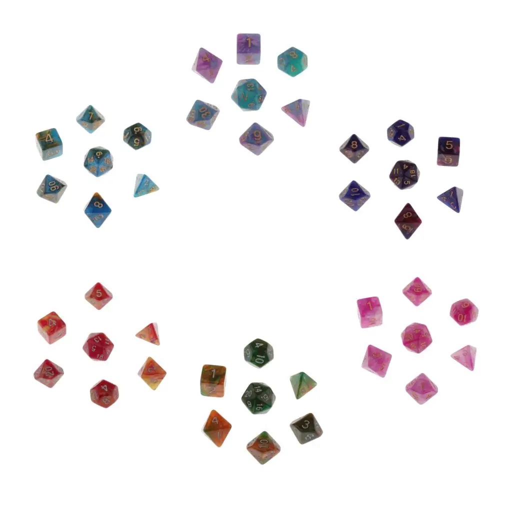 

7 Pieces Polyhedral Set for Role Playing Game Dungeons and Dragons D&D and Math Teaching - Select Colors