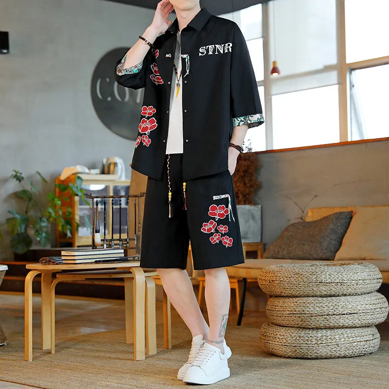 

Shirts + shorts 2025 summer new style fashion Sportswear Male Fashion shirts and shorts full size M-4XL