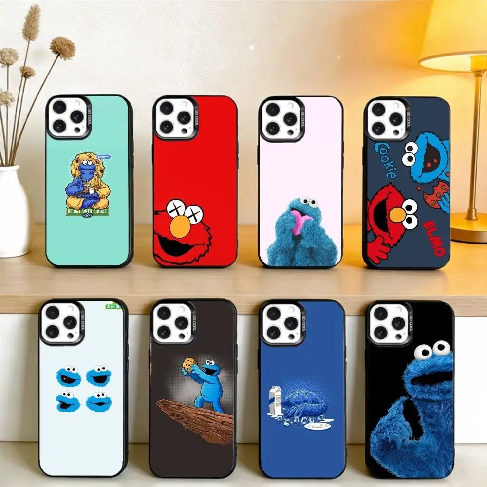 

C-Cookie Monster Funny Phone Case For iPhone17, 16,15,14,13,12 Pro Max Black Candy Matte Shockproof Cover