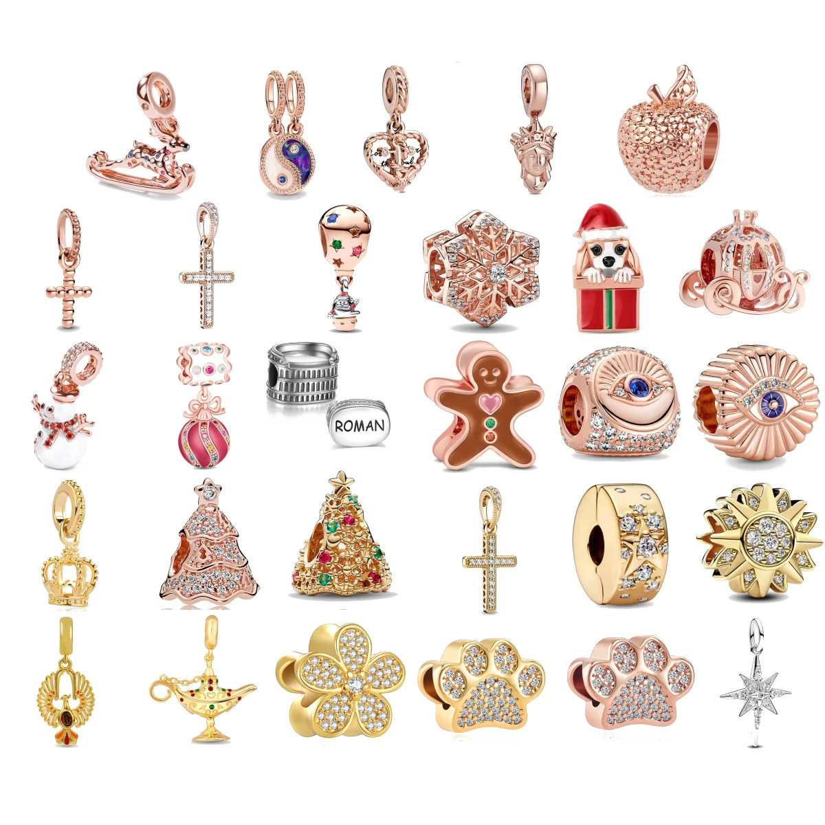 Christmas New 925 Silver Tree Apple Magic Lamp Pendants Charms Beads Fit Original Bracelet Bangle DIY Jewelry For Women