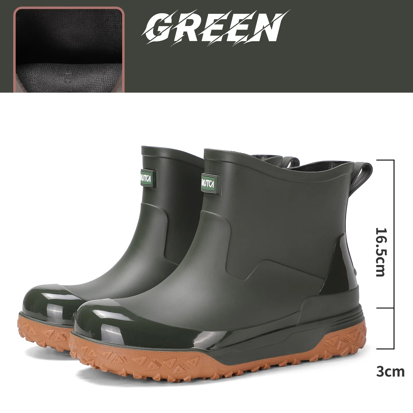 Men's Mid-Calf Rain Boots Made of Eco-Friendly Materials, Waterproof, Non-Slip, and Wear-Resistant, Suitable for Outdoor Commuting