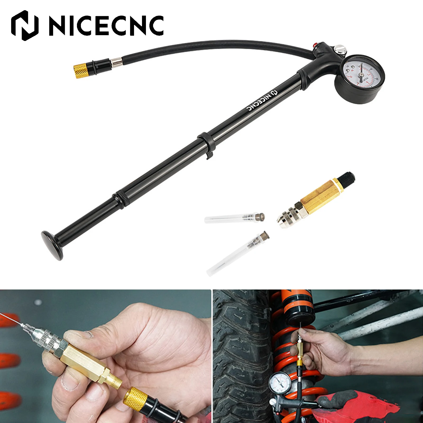 

Nitrogen Needle Shock Suspension Pump Fill Tool For ATV UTV Polaris RZR Arctic Cat Can Am KTM Yamaha Honda Suzuki Kawasaki