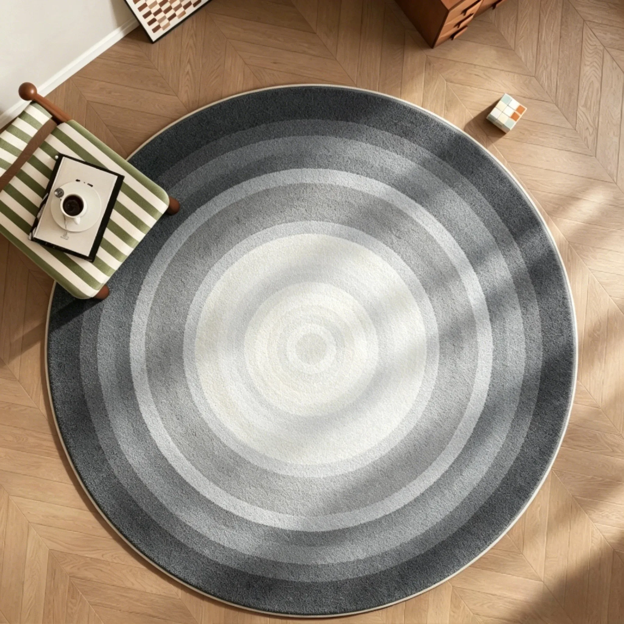 Modern Gradient Ring Round Rug Soft Multilayer Pastel Tone Print Soft Circular Mat Indoor Outdoor Abstract Home Decor Carpet