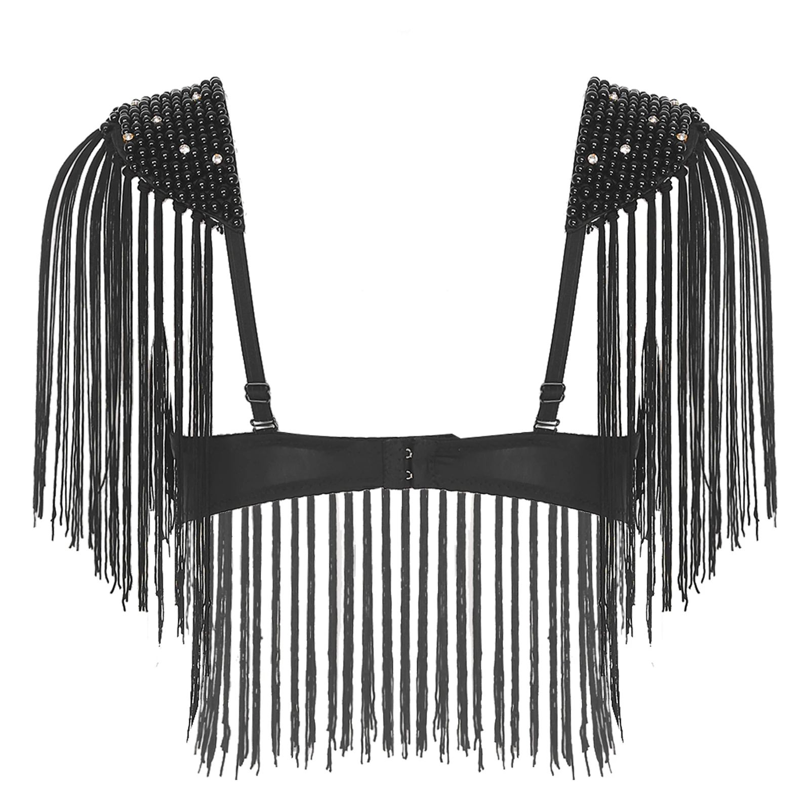 المرأة الرقص الشرقي هامش الصدرية كل انحاء البلاستيك الخرز شرابة تقليم دفع ما يصل الصدرية مع لوحات الكتف اللاتينية ملابس رقص الطرف