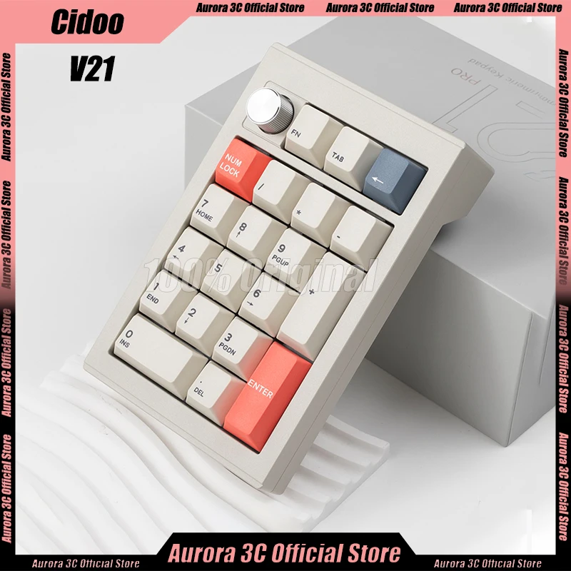 

Миниатюрная клавиатура Cidoo V21 с цифрами, 21 клавиша, 3 режима, 2,4 ГГц/USB/Bluetooth, беспроводная клавиатура, механическая клавиатура RGB, аксессуар для горячей замены, подарок для ПК