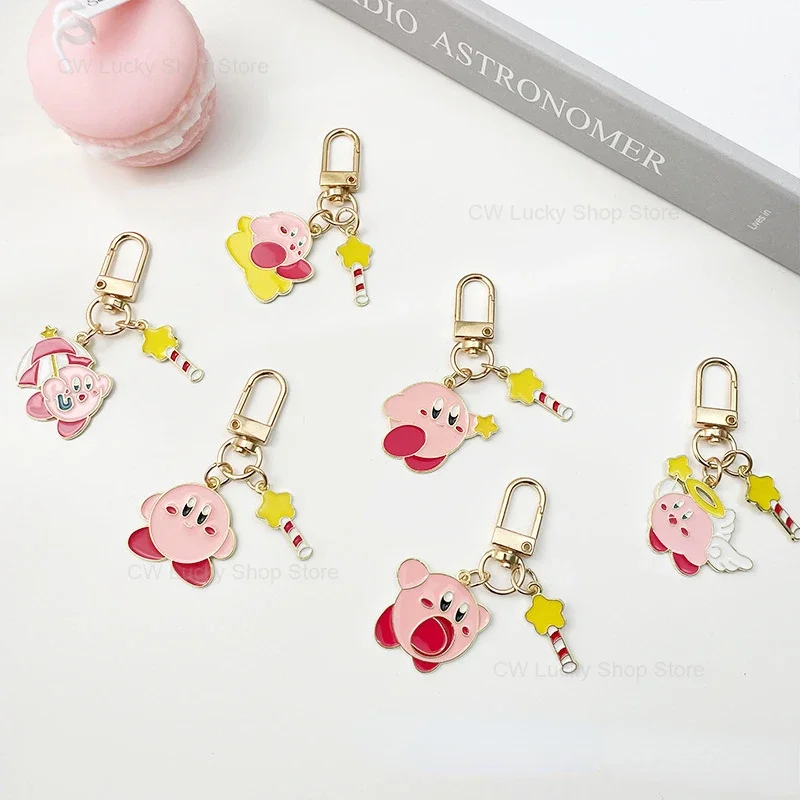 Kirby Cute Anime Fashion Metal Pendants Cartoon Couple Keyring Bag Car Keyholder Pendant Jewelry Charm Accessories Gifts