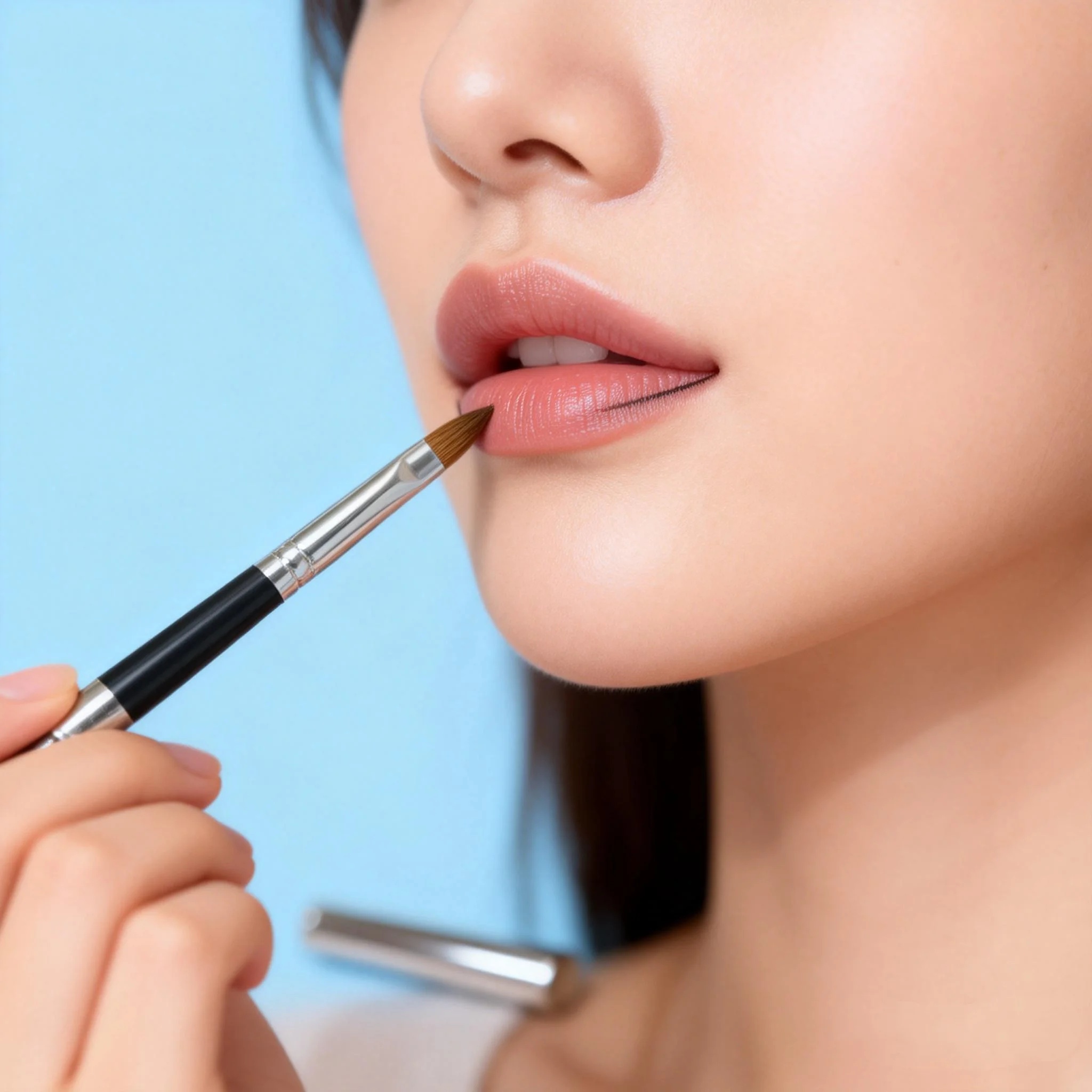 Pincel de delineador de pele de vison, pincel de sobrancelha, pincel labial de precisão, caneta delineadora de lábios para contorno de formato de lábios, pincéis de maquiagem de precisão