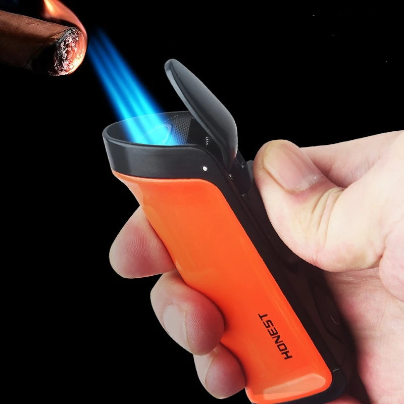 

New HONEST Three-fire Direct Injection Cigar Lighter, Windproof, Inflatable and Durable, High-end Business Gift for Boyfriend